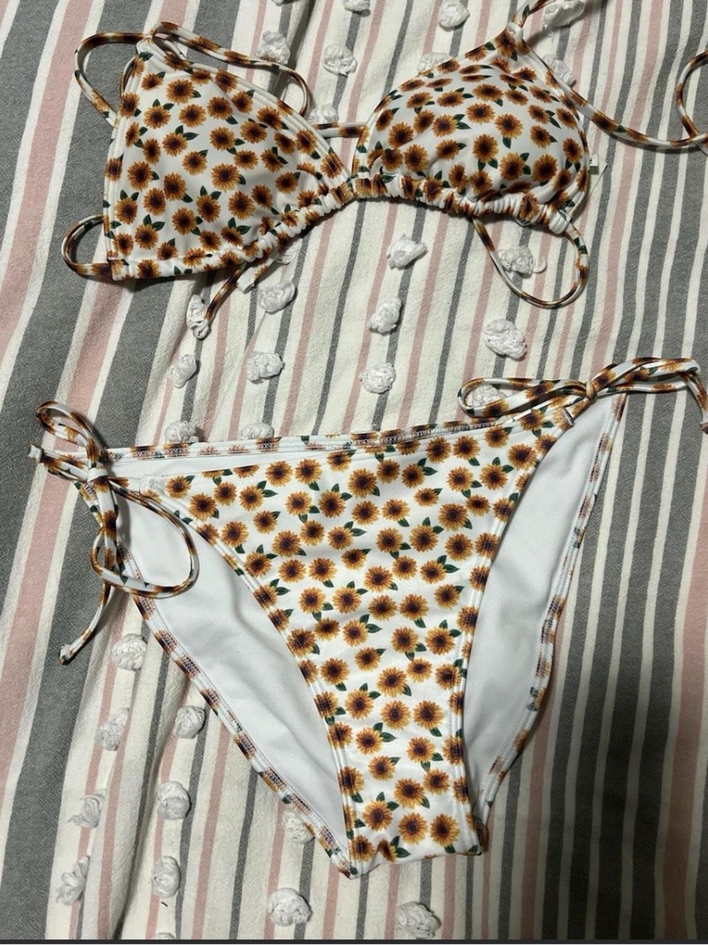 Hollister White Swim Top with Floral Edge